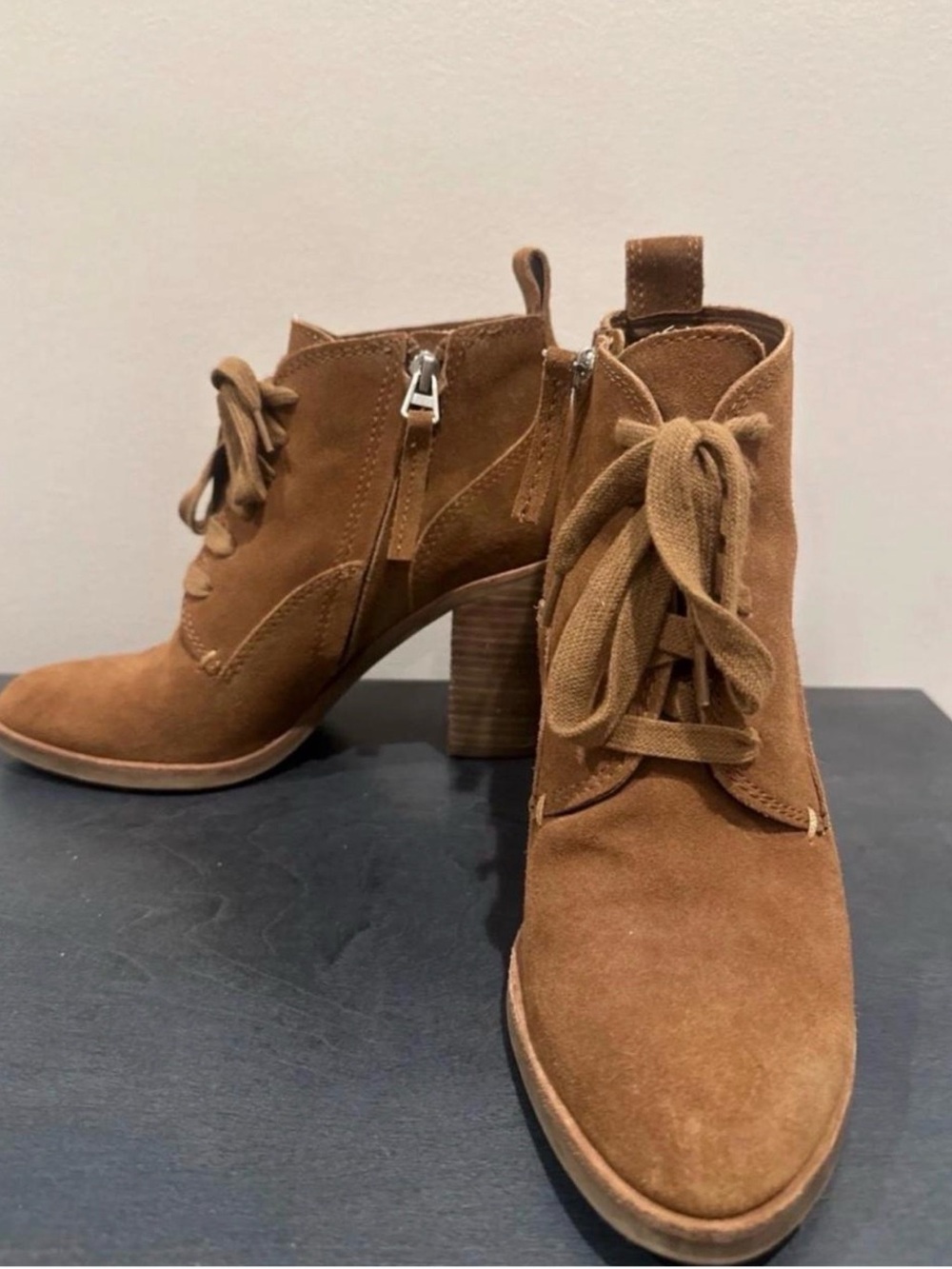 Dolce Vita Cognac Suede Lace-Up Ankle Booties US Size 7.5